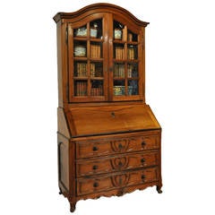18th Century French Louis XV Carved Walnut Secretary Bookcase with Folding Top 9