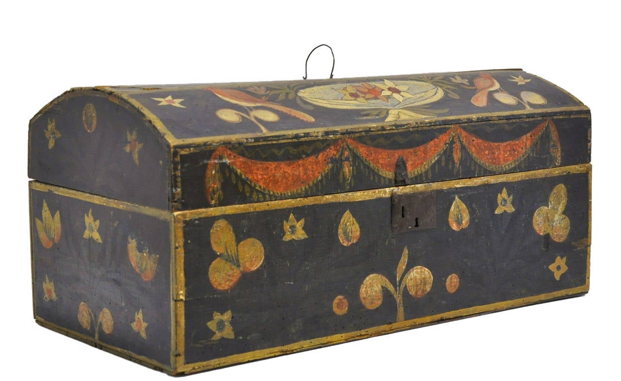 18th C. Painted Wedding Box from Normandy