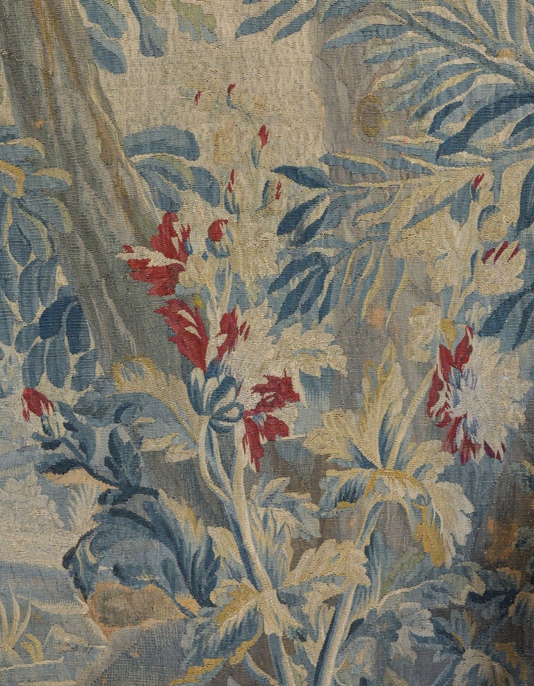 Large 18th Century French Aubusson Tapestry with Fishermen, Trees and