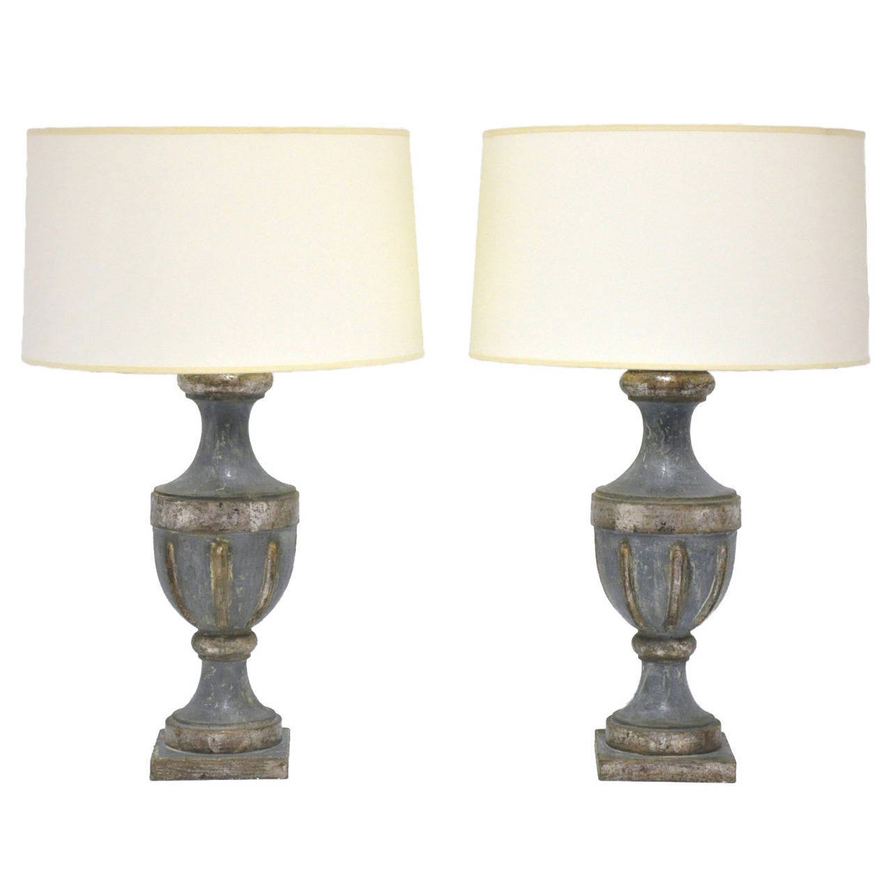 Pair Of Italian Painted Wood Lamps Bases At 1stdibs Pair Of Italian Painted Wood Lamps Bases For