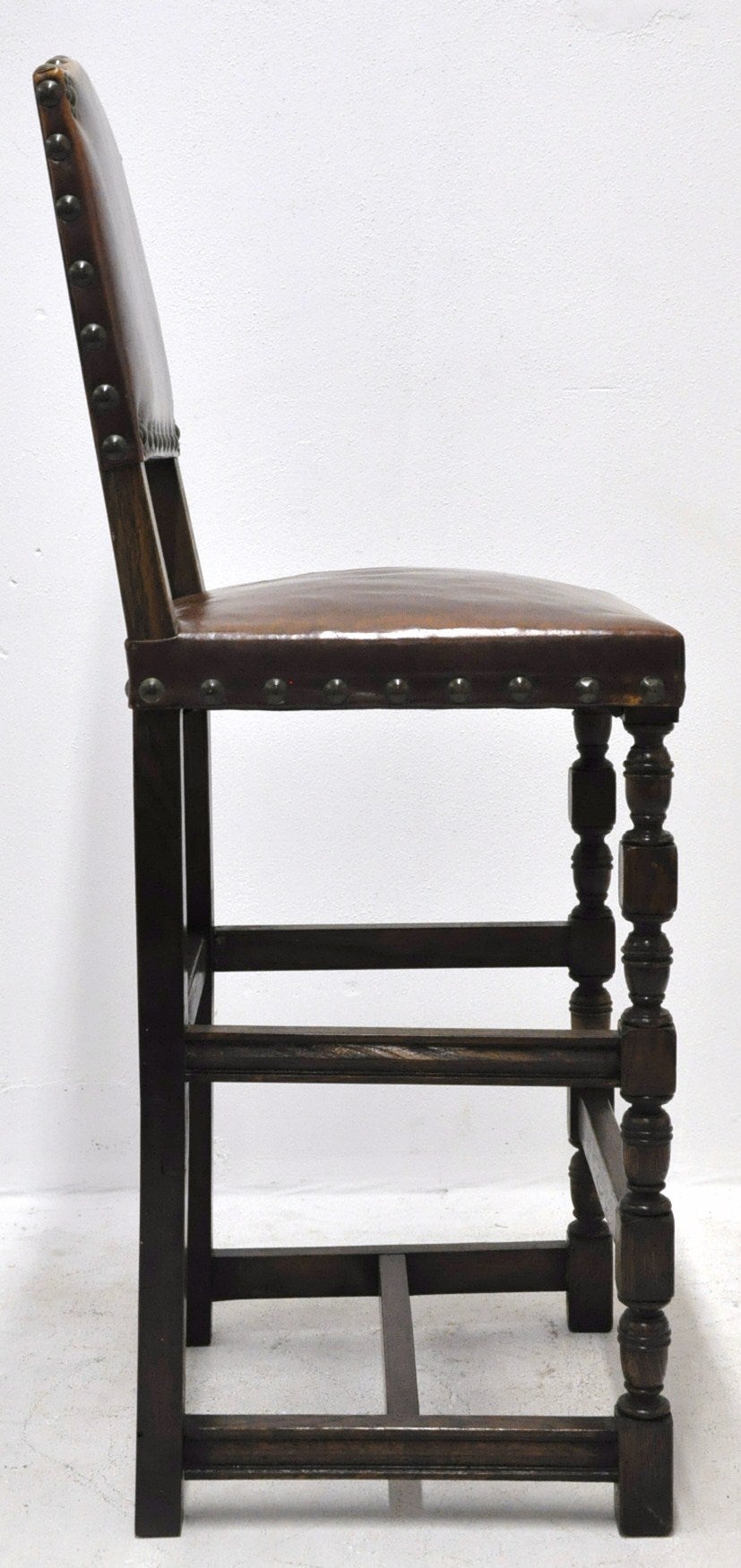 French Set of Six Bar Stools with Leather, circa 1900