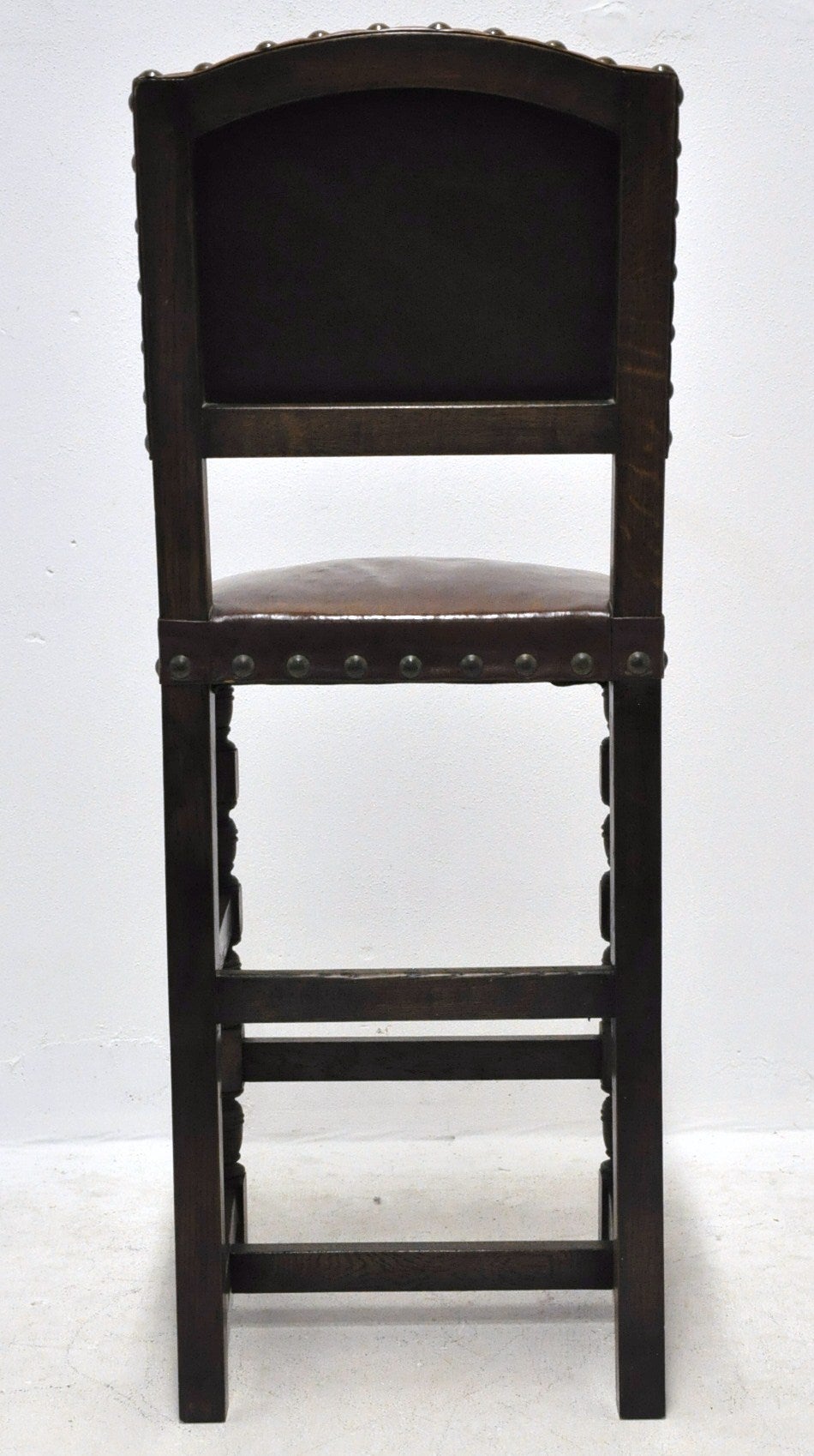 20th Century Set of Six Bar Stools with Leather, circa 1900