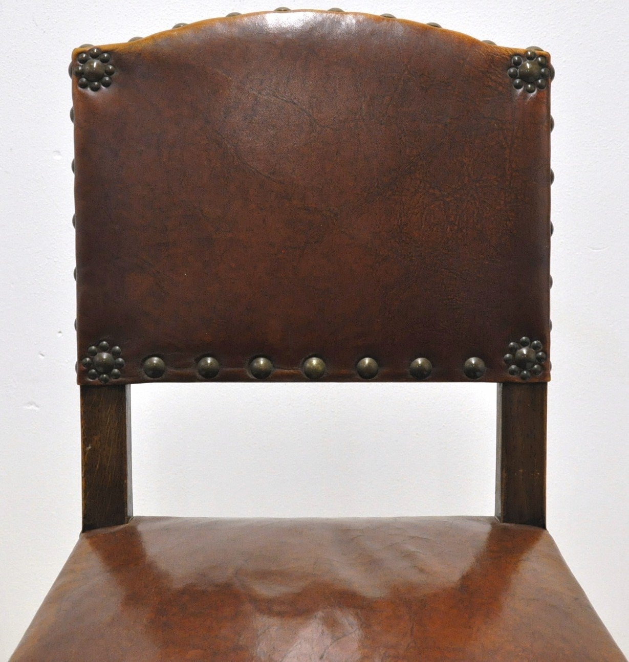 Set of Six Bar Stools with Leather, circa 1900 2