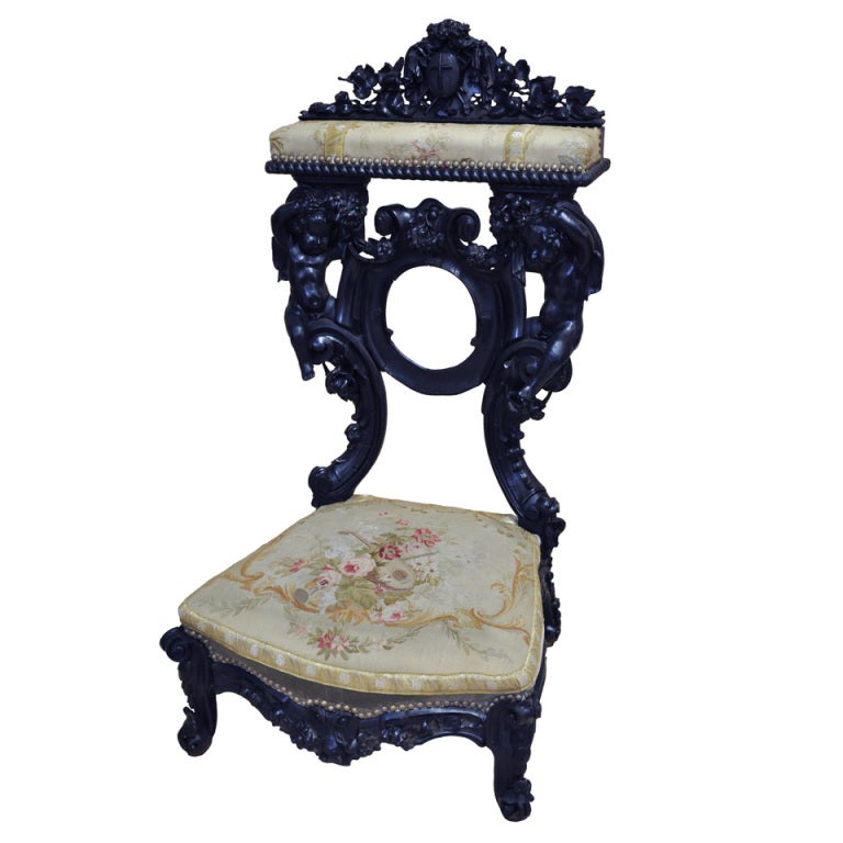 French 18th Century Ebonized PrieDieu with Aubusspn at 1stdibs