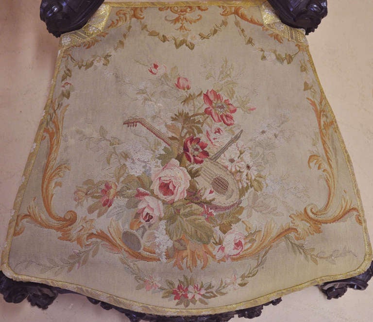 18th Century and Earlier French 18th Century Ebonized Prie-Dieu with Aubusspn