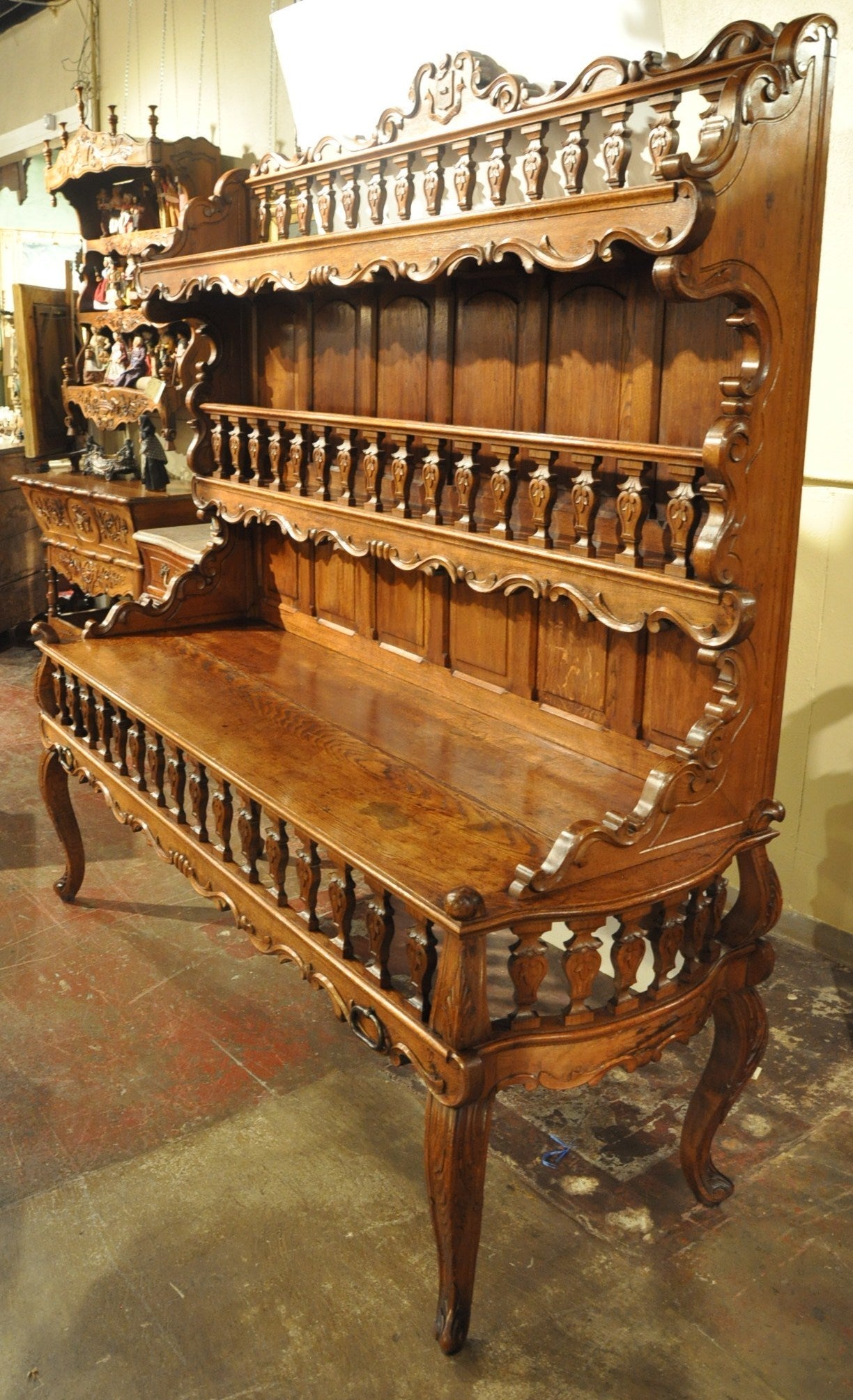 19th Century French Louis XV Carved Oak Plate Rack 2