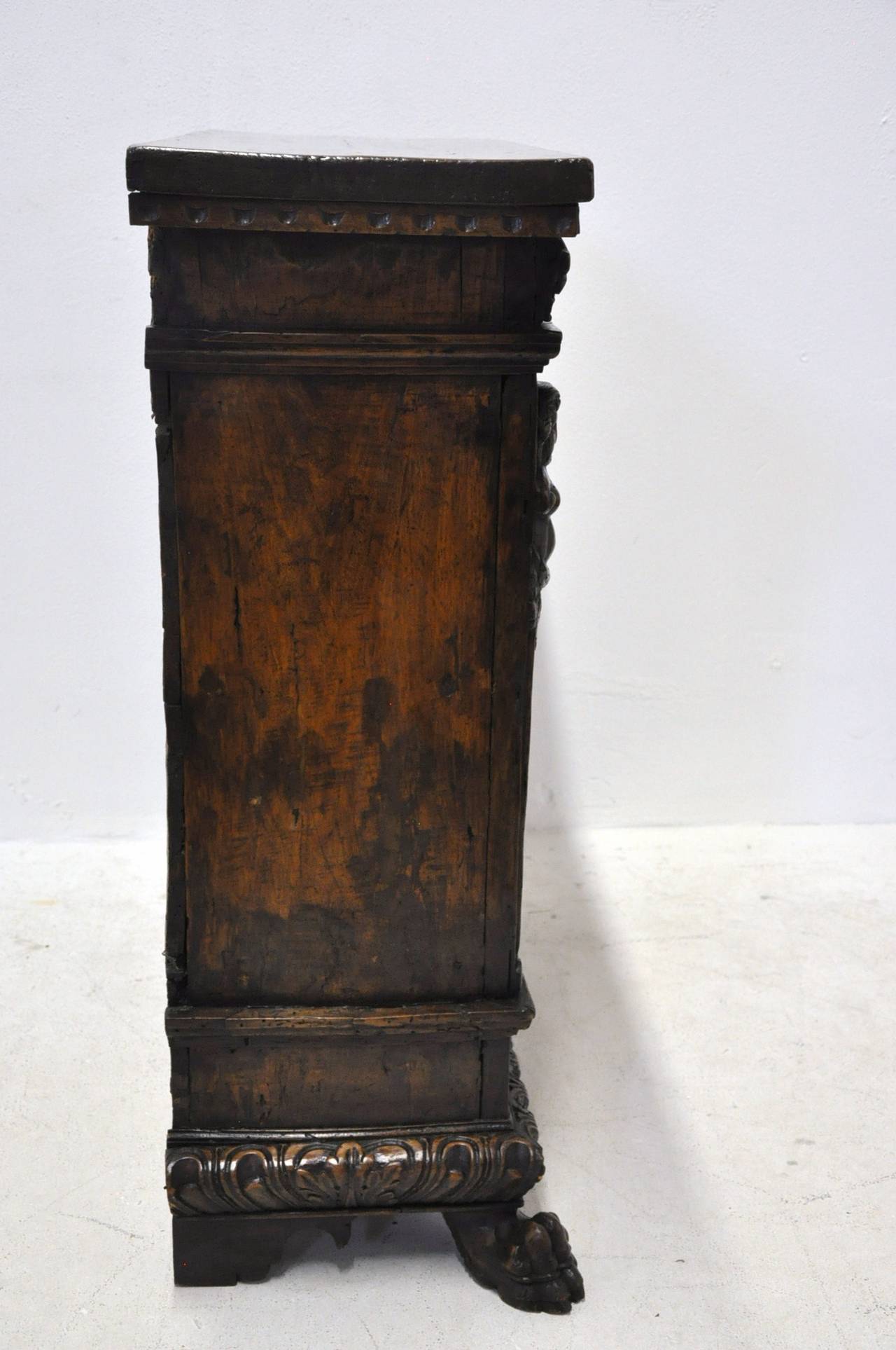 18th Century Antique Italian Walnut Sideboard Buffet Cabinet