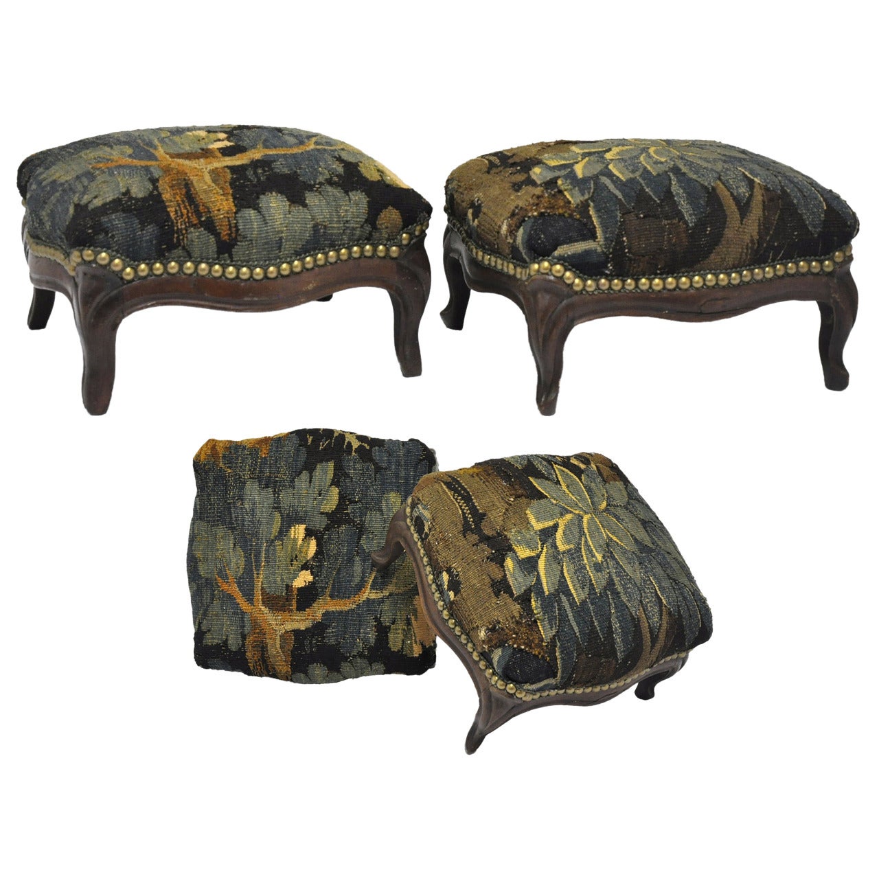 Pair of 18th Century Foot Stools with Aubusson