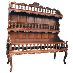19th Century French Louis XV Carved Oak Plate Rack