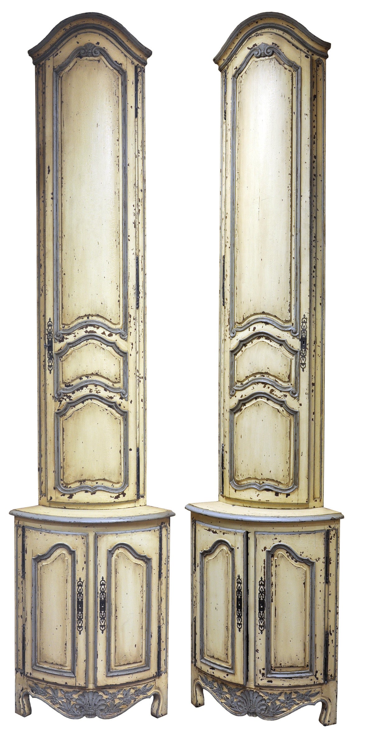 Pair of Painted French Corner Cabinets