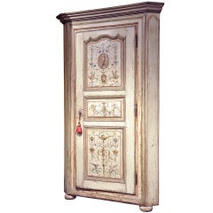 Italian Neoclassical Painted Corner Cabinet