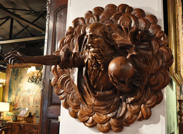 Early 18th Century Walnut Carving of God the Father