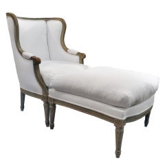 French Louis XVI Style 2 piece Painted Duchesse Brisee 