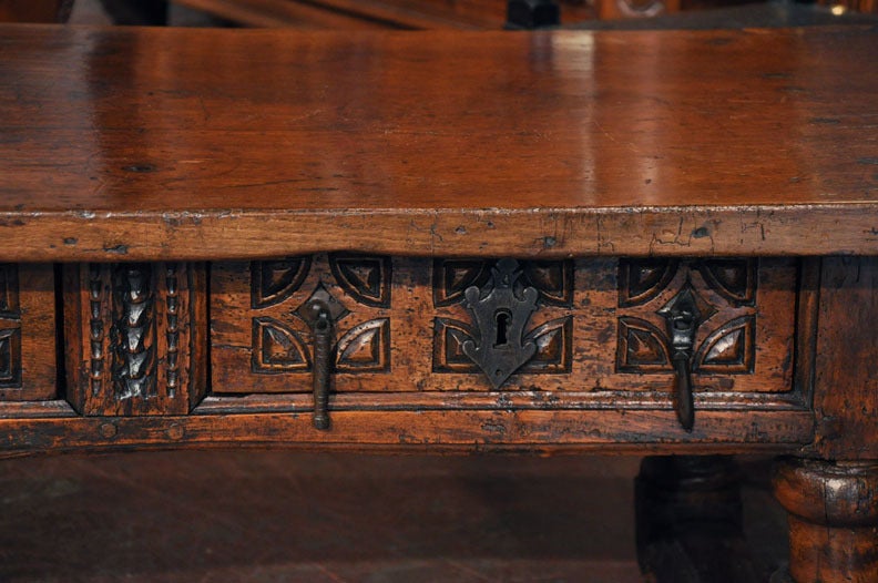 Antique 18th Century Spanish Carved Chestnut Coffee Table