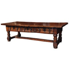 Antique 18th Century Spanish Carved Chestnut Coffee Table