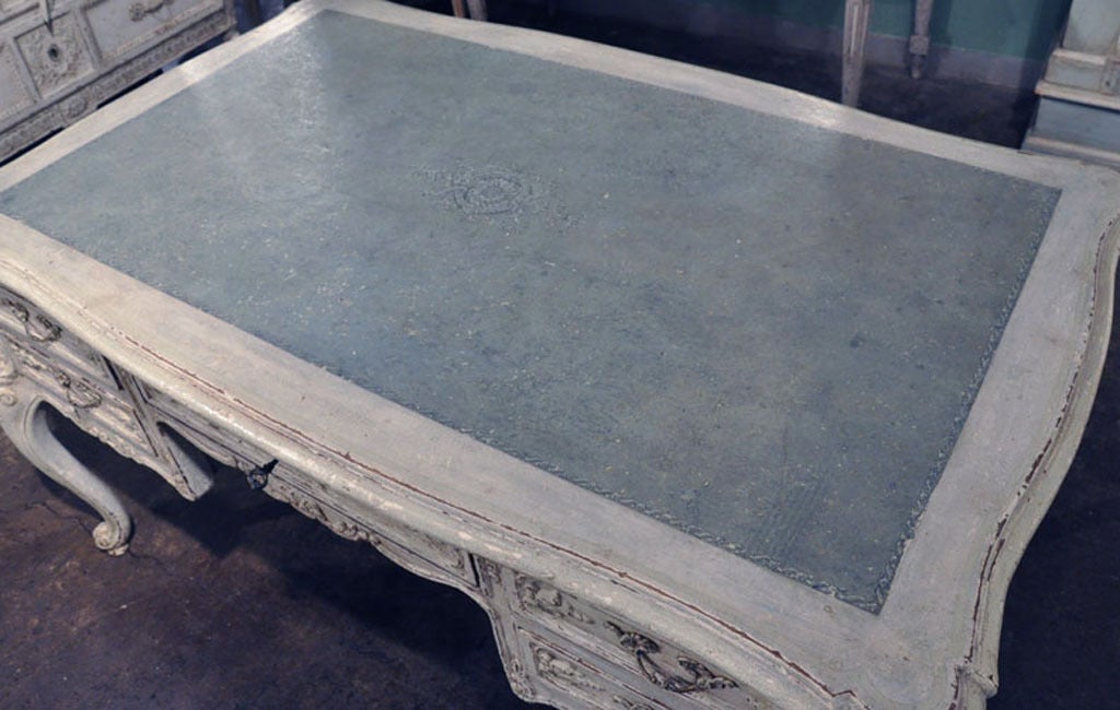 Antique Louis XV Painted Partners Desk In Excellent Condition In Dallas, TX