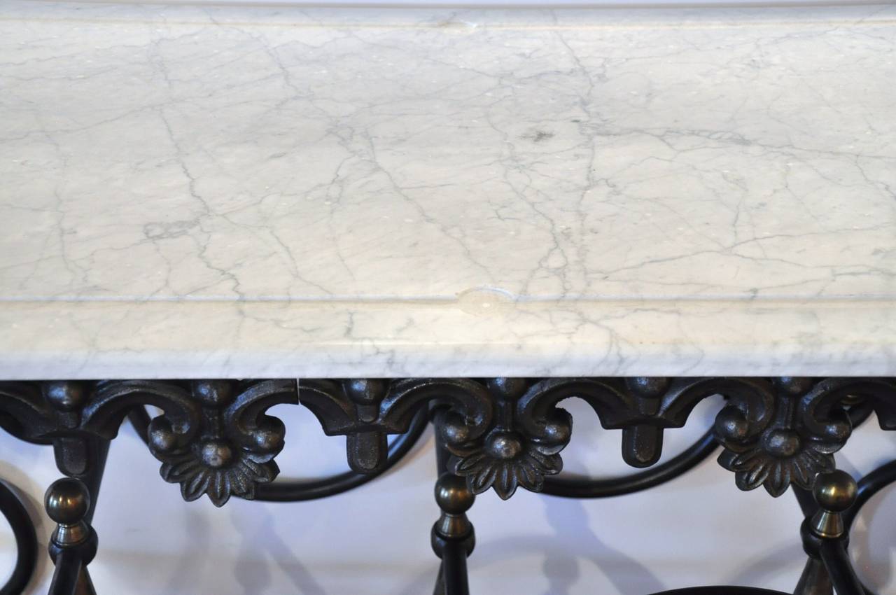 Polished Iron Butcher Pastry Table with Marble Top 1