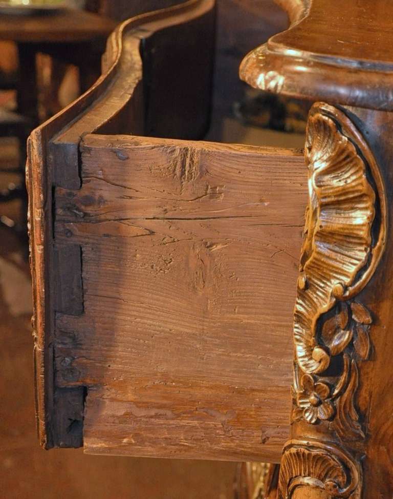 Hand-Carved Large 18th Century French Carved Walnut Commode from Lyon with Secret Drawer