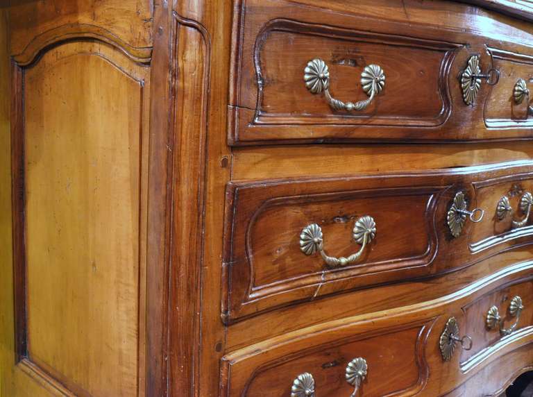 Large 18th Century French Carved Walnut Commode from Lyon with Secret Drawer 1