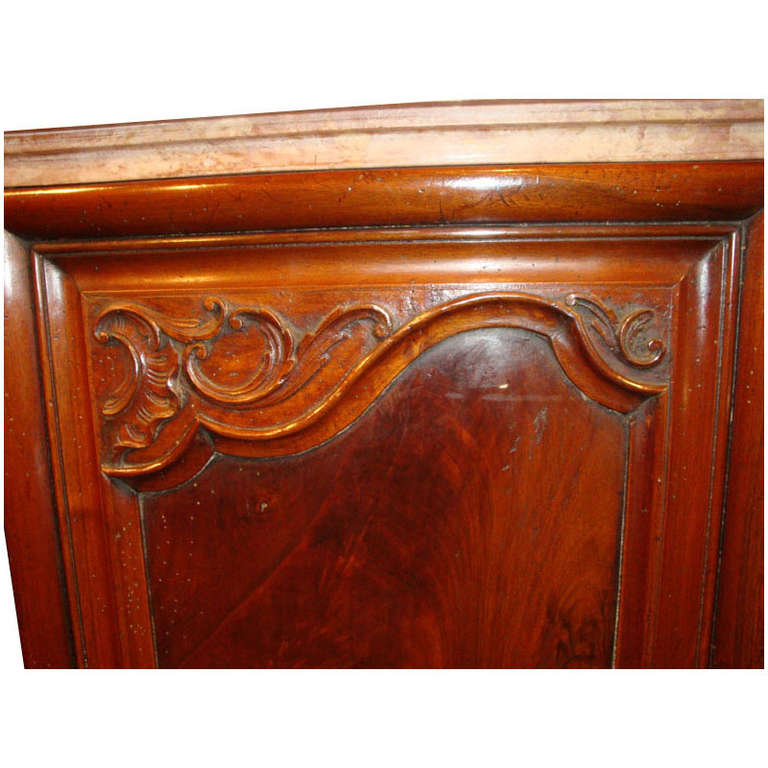 Hand-Carved 18th Century French Louis XIV Carved Walnut Buffet with Shaped Sink Marble Top