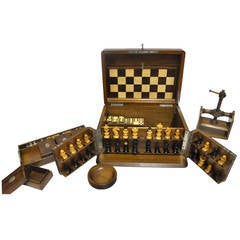 Antique Chess, Checkers and Dominos Game Box