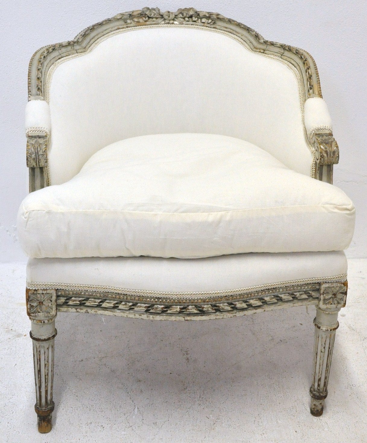 French Antique Louis XVI Painted Duchesse Brisee Chaise