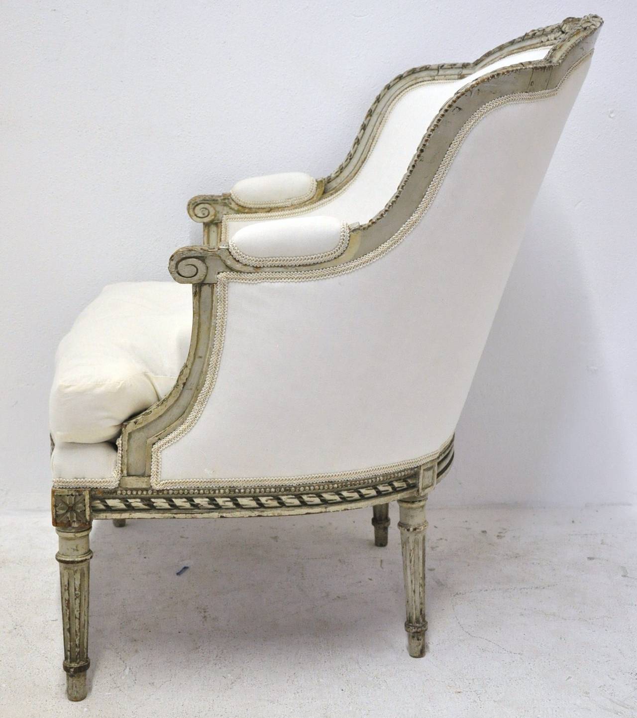 Antique Louis XVI Painted Duchesse Brisee Chaise 1