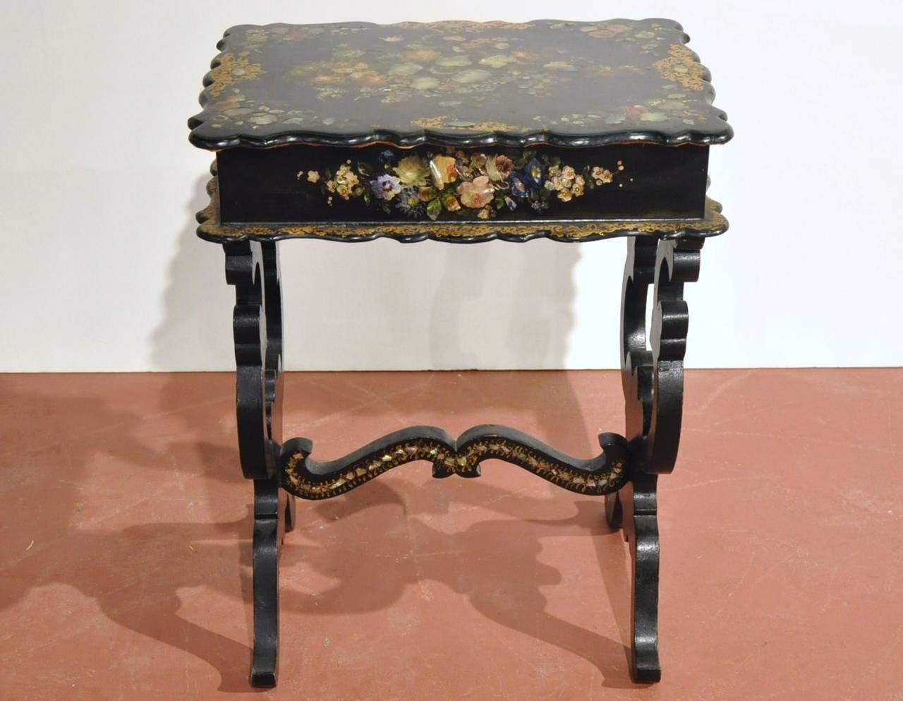 Napoleon III 19th Century French Lacquered Gilt and Mother of Pearl Chairs and Table Set