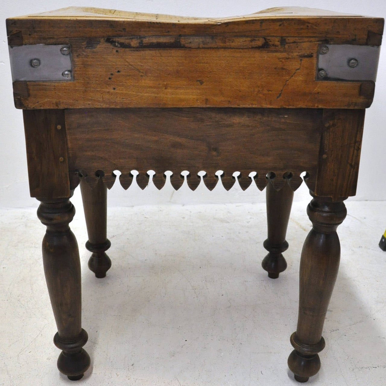 French Antique Wood Butcher Block Table 3