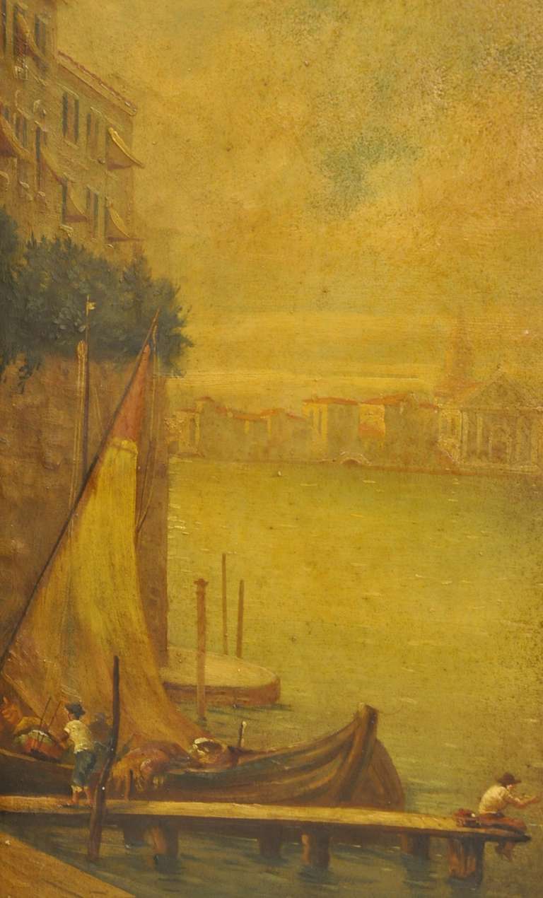 Romantic 19th Century Venetian Three-Panel Painted Screen