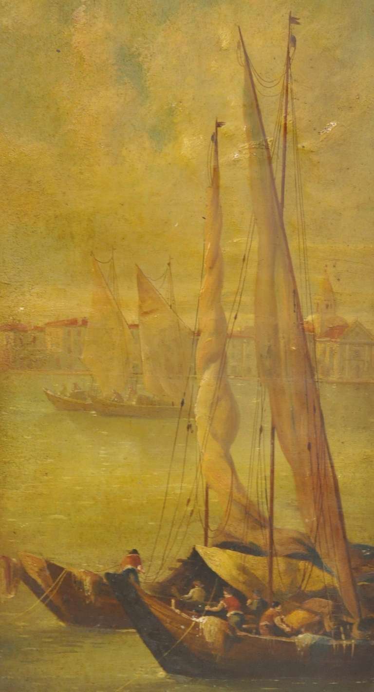 Italian 19th Century Venetian Three-Panel Painted Screen