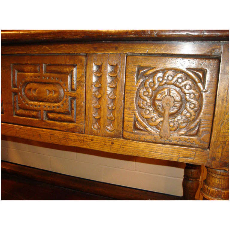 Louis XIII 19th Century Carved Chestnut Console Table