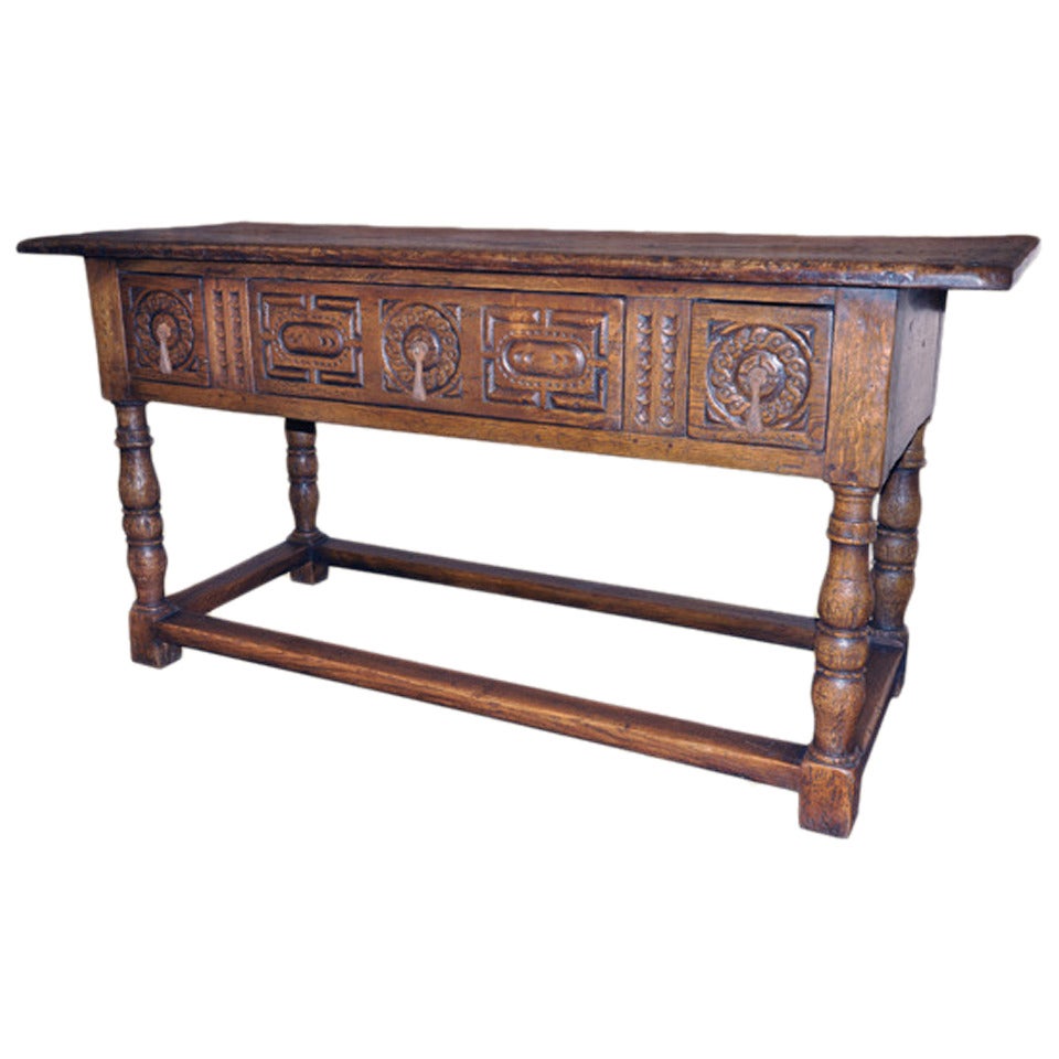 19th Century Carved Chestnut Console Table