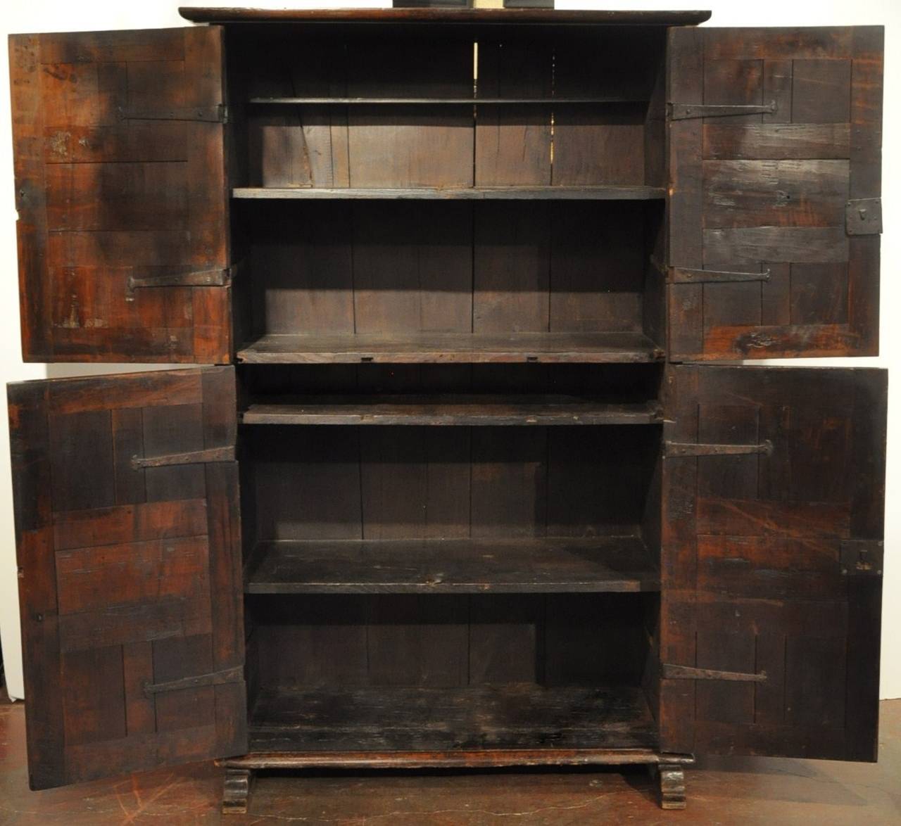 18th Century Spanish Four-Door Walnut Cabinet with Raised Panels In Excellent Condition In Dallas, TX