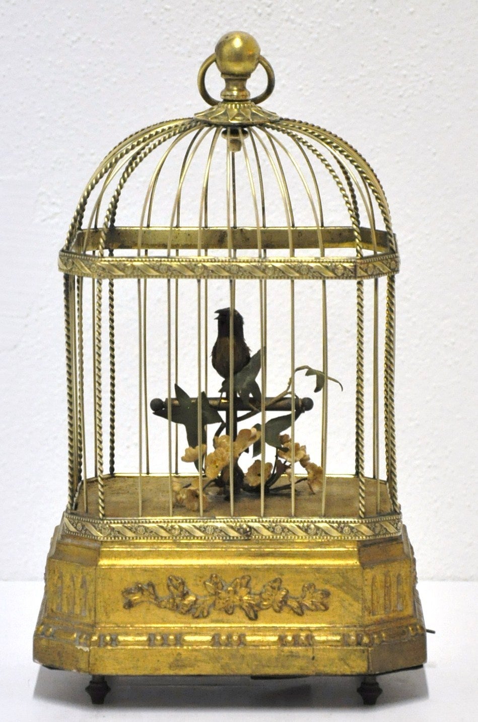 Turn of the century French (or German) bird cage with singing bird in great condition (circa 1920)