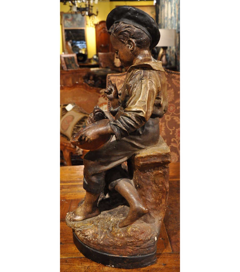 Turn-of-the-century Terracotta Statue by Joseph Guluche In Excellent Condition In Dallas, TX