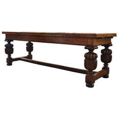 Antique 18th century English Oak Jacobean style Draw Leaf Refectory Table