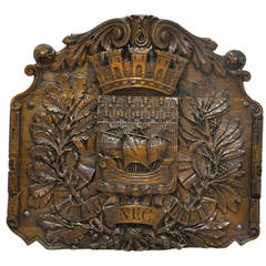 19th C. Carved Paris' Coat of Arms
