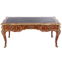 Antique Louis XV Mahogany and Gilt Bronze Bureau Plat Desk