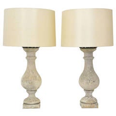 Pair of Antique Stone Balusters Lamps, circa 1840
