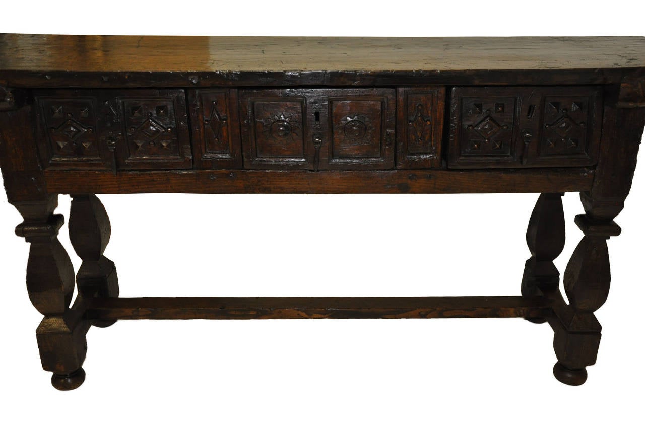 18th C. Walnut Spanish Console Table