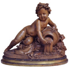 Late 19th C. Terracotta Putti Sculpture