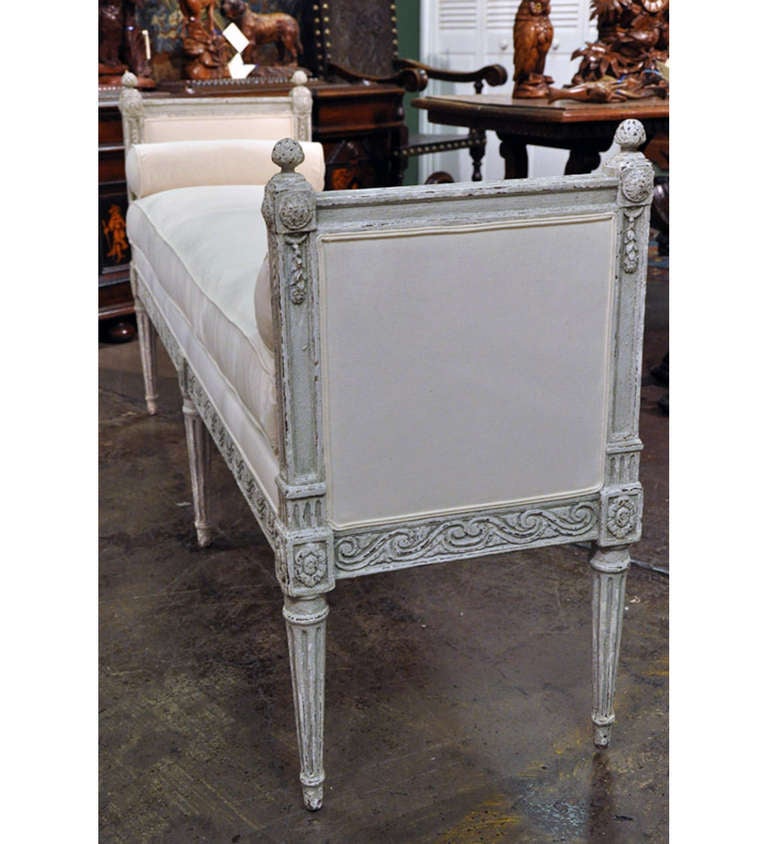 Antique French 19th C. Louis XVI style Painted Banquette/Daybed 1