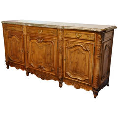 Mid-20th Century French Louis XV Carved Walnut Buffet with Marble Top 9