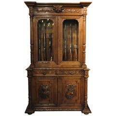 19th C. Carved Gun Cabinet from Normandy