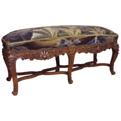 19th C. Walnut Louis XV Style Bench