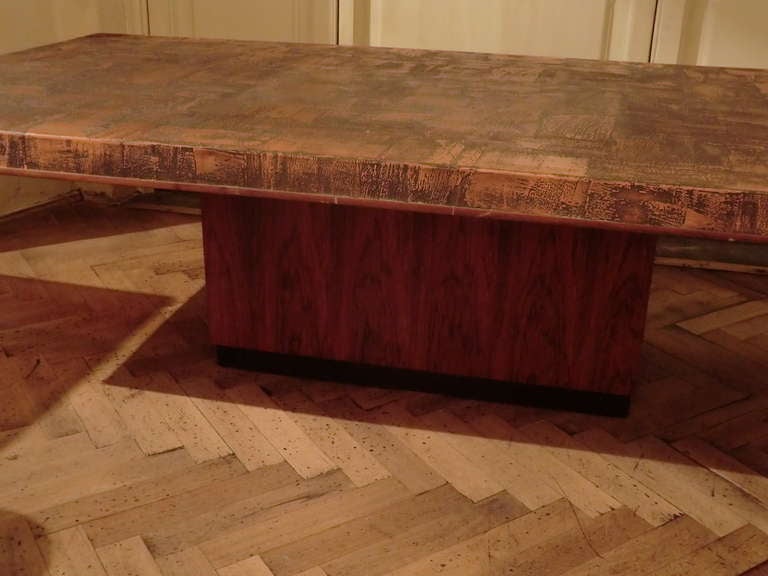 1970's Italian Copper Low Coffee Table In Excellent Condition In Firenze, IT