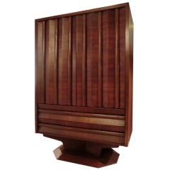 Vintage Walnut Wardrobe Cabinet USA 50's
