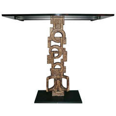 1960's Italian Bronze/Steel console Lucite top