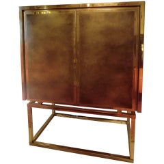 French 1970's TV Cabinet in Brass and Steel